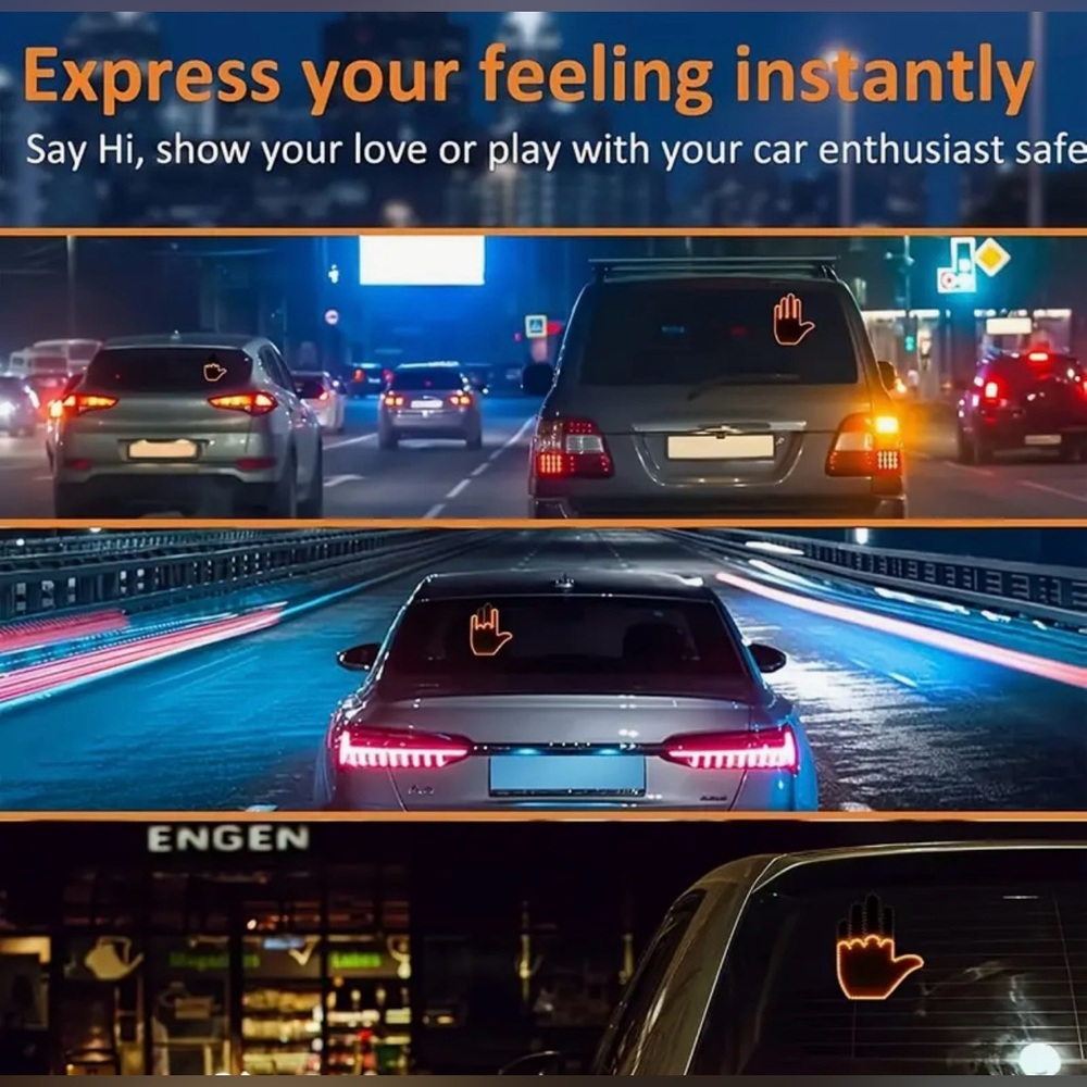 LED Car Rear Window Gesture Sign - Picture 5 of 6